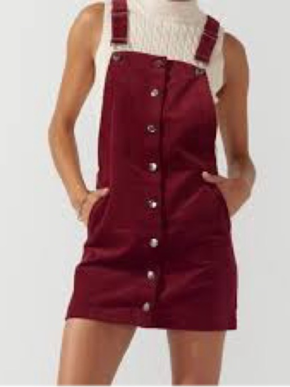 Francesca’s  Burgundy Button-Front Mini Pinafore Dress